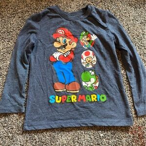 Jumping Beans Kids Long Sleeve Shirt - BlueGray with Colorful Super Mario Design